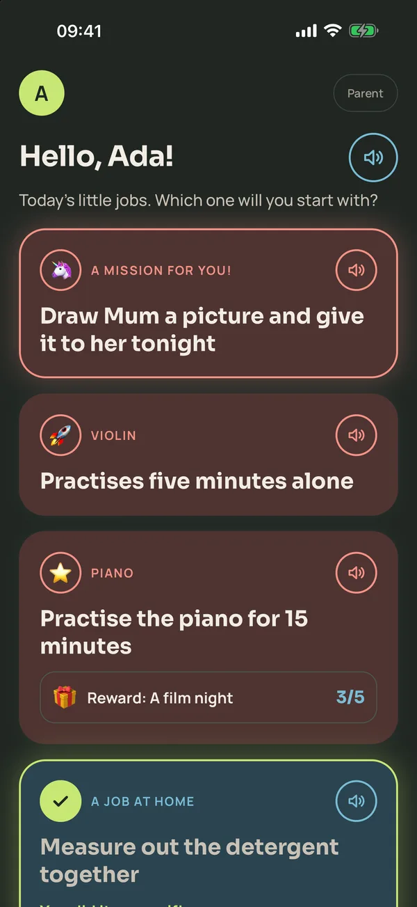 Child mode: Ada's own screen