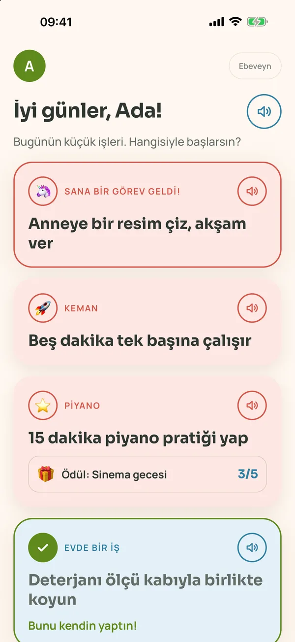 Çocuk modunda günün görevi
